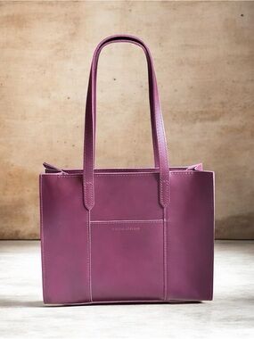 Portland Leather Lola Crossbody Tote Lollipop Purple East/West Leather Bag